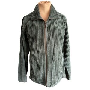 Woolrich Womens Spruce Green Corduroy Full Zip Jacket Mock Neck Cotton Size M